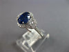 2.2CT DIAMOND & AAA SAPPHIRE 18K WHITE GOLD 3D OVAL 3 STONE HALO ENGAGEMENT RING