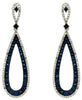 LARGE 1.70CT DIAMOND & AAA SAPPHIRE 14KT WHITE GOLD TEAR DROP HANGING EARRINGS
