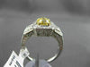 ESTATE 2.13CT GIA FANCY YELLOW DIAMOND 18K TWO TONE GOLD 3 STONE ENGAGEMENT RING