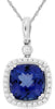 2.78CT DIAMOND & AAA TANZANITE 14KT WHITE GOLD 3D CUSHION & ROUND SQUARE PENDANT