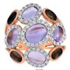 LARGE 4.89CT DIAMOND & AAA SMOKY TOPAZ & AMETHYST 14KT ROSE GOLD DOME SHAPE RING