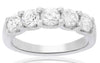 WIDE 1.37CT DIAMOND 14KT WHITE GOLD CLASSIC 5 STONE SHARE PRONG ANNIVERSARY RING