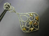 ESTATE 3.60CT WHITE & FANCY YELLOW DIAMOND 18K 2 TONE GOLD 3D TEAR DROP EARRINGS