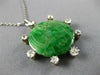 ANTIQUE LARGE 1.12CT DIAMOND & AAA JADE 18KT WHITE GOLD & PLATINUM BIRD PENDANT