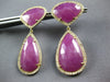 33.0CT DIAMOND & AAA SLICED RUBY 14KT YELLOW GOLD 3D TEAR DROP HANGING EARRINGS