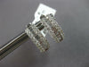 .95CT DIAMOND 18K WHITE GOLD ROUND & BAGUETTE 3 ROW HUGGIE HOOP HANGING EARRINGS