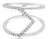 ESTATE .22CT DIAMOND 14KT WHITE GOLD 3D CLASSIC V SHAPE SIDEWAY FUN RING
