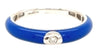 .03CT DIAMOND & AAA BLUE ENAMEL 18KT WHITE GOLD ROUND SOLITAIRE ETOILE FUN RING