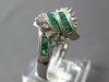 ESTATE WIDE 1.18CT DIAMOND & AAA EMERALD 14KT WHITE GOLD CLASSIC LEAF FUN RING
