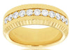 ESTATE .90CT DIAMOND 14KT YELLOW GOLD ROUND CHANNEL PRONG MENS ANNIVERSARY RING