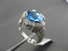 ESTATE 3.44CT DIAMOND & AAA EXTRA FACET BLUE TOPAZ 14KT WHITE GOLD FILIGREE RING
