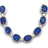 LARGE 94.63CT DIAMOND & AAA SAPPHIRE 18KT WHITE GOLD OVAL & ROUND BEZEL NECKLACE
