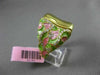 ESTATE LARGE .35CT DIAMOND 14K YELLOW GOLD GREEN & PINK ENAMEL FILIGREE FUN RING