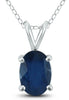 ESTATE .30CT AAA SAPPHIRE 14K WHITE GOLD OVAL CLASSIC SOLITAIRE FLOATING PENDANT