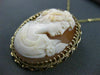 ANTIQUE LARGE 14KT YELLOW HAND CARVED LADY SHELL CAMEO PENDANT & BROOCH #22104