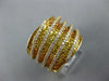 LARGE 3.6CT DIAMOND & AAA RAINBOW YELLOW SAPPHIRE 14K YELLOW GOLD MULTI ROW RING