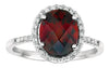 Estate 2.96Ct Diamond & AAA Garnet 14Kt White Gold 3D Oval & Round Friendship Love Ring