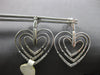 ESTATE LARGE .75CT DIAMOND 14KT WHITE GOLD 3D TRIPLE HEART LOVE HANGING EARRINGS