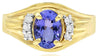 1.47CT DIAMOND & AAA TANZANITE 14K YELLOW GOLD OVAL & ROUND FRIENDSHIP LOVE RING