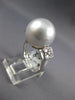 EXTRA LARGE .34CT DIAMOND & AAA SOUTH SEA PEARL 18KT WHITE GOLD ENGAGEMENT RING