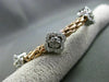 ESTATE 1.30CT DIAMOND 14KT WHITE & ROSE GOLD 3D FLOWER FLEXIBLE BANGLE BRACELET
