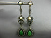 ANTIQUE LARGE .52CT DIAMOND AAA PEARL & JADE 18K GOLD & 925 SILVER DROP EARRINGS