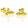ESTATE 1.31CT FANCY YELLOW DIAMOND 18KT YELLOW GOLD 3 STONE FLOWER STUD EARRINGS