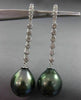 ESTATE LARGE .36CT DIAMOND 18KT WHITE GOLD AAA TAHITIAN PEARL ELONGATED EARRINGS