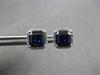 2.49CT DIAMOND & AAA SAPPHIRE 14KT WHITE GOLD EMERALD CUT & ROUND STUD EARRINGS