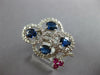 LARGE 1.81CT DIAMOND & AAA SAPPHIRE & RUBY 18KT WHITE GOLD 3D OVAL FLOWER RING