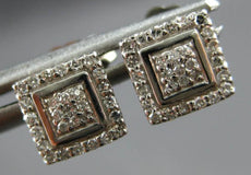 ESTATE .18CT DIAMOND 14KT WHITE GOLD 3D CLASSIC SQUARE GEOMETRICAL STUD EARRINGS