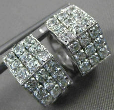 ESTATE 14KT WHITE GOLD 3D 3 ROW CUBIC ZIRCONIA HEXAGON HUGGIE EARRINGS #24347