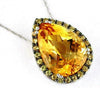 11.20CT AAA YELLOW SAPPHIRE & CITRINE 14KT WHITE GOLD 3D TEAR DROP FUN PENDANT|WC3050C-1