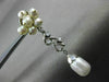 ANTIQUE LARGE .25CT DIAMOND & AAA SOUTH SEA PEARL 18KT WHITE GOLD LEAF EARRINGS