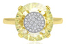 ESTATE 5.59CT DIAMOND & AAA LEMON QUARTZ 14KT YELLOW GOLD ETOILE FLOWER FUN RING