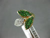 ESTATE WIDE .53CT DIAMOND & AAA TSAVORITE 14K YELLOW GOLD 3D LEAF CLUSTER RING