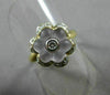 ANTIQUE WIDE .20CT DIAMOND & AAA WHITE QUARTZ 18K 2 TONE GOLD FLOWER RING #21715