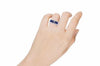 .30CT DIAMOND & BLUE ENAMEL 18K WHITE GOLD 3D MULTI LEAF A INITIAL FUN LOVE RING