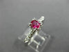 ANTIQUE WIDE .53CT DIAMOND & RUBY 14K WHITE GOLD FISH TAIL ENGAGEMENT RING 27642