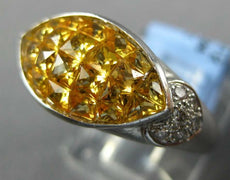 3.98CT DIAMOND & AAA YELLOW SAPPHIRE 18KT WHITE GOLD 3D HEART MARQUISE LOVE RING