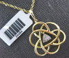 ESTATE .07CT DIAMOND 14KT YELLOW GOLD 3D CLASSIC STAR FLOWER LOVE PENDANT