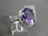 ESTATE LARGE 4.57CT DIAMOND & AAA EXTRA FACET AMETHYST 14KT WHITE GOLD HALO RING