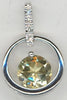 .74CT DIAMOND & AAA LEMON QUARTZ 14K WHITE GOLD ROUND SOLITAIRE CIRCULAR PENDANT