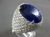 ESTATE EXTRA LARGE 15.0CT DIAMOND & AAA TANZANITE 18KT WHITE GOLD OVAL PAVE RING