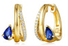 .72CT DIAMOND & AAA SAPPHIRE 14K YELLOW GOLD PEAR SHAPE & ROUND HANGING EARRINGS