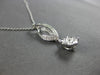 ESTATE .29CT DIAMOND 18KT WHITE GOLD 3D FLOWER TEAR DROP FUN FLOATING PENDANT