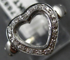 ANTIQUE LARGE .16CT DIAMOND 14KT WHITE GOLD OPEN HEART LOVE COCKTAIL RING #17582