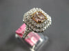 LARGE GIA 1.82CT WHITE & PINK DIAMOND 18K WHITE & ROSE GOLD HALO ENGAGEMENT RING