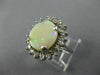 ANTIQUE LARGE 3.66CT OLD MINE DIAMOND & AAA OPAL 14KT WHITE GOLD OVAL HALO RING