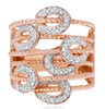 ESTATE LARGE .43CT DIAMOND 14KT ROSE GOLD 3D MULTI ROW OVAL CRISS CROSS FUN RING
